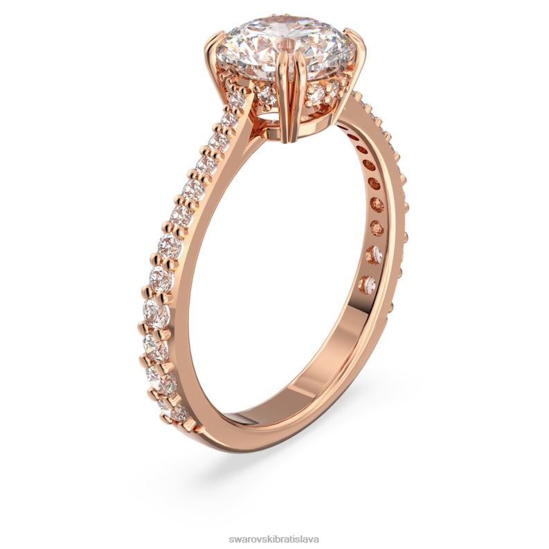 koktailový prsteň constella princess cut, dlažba, biela, pozlátená ružovým zlatom B8ZNT984 Swarovski šperky