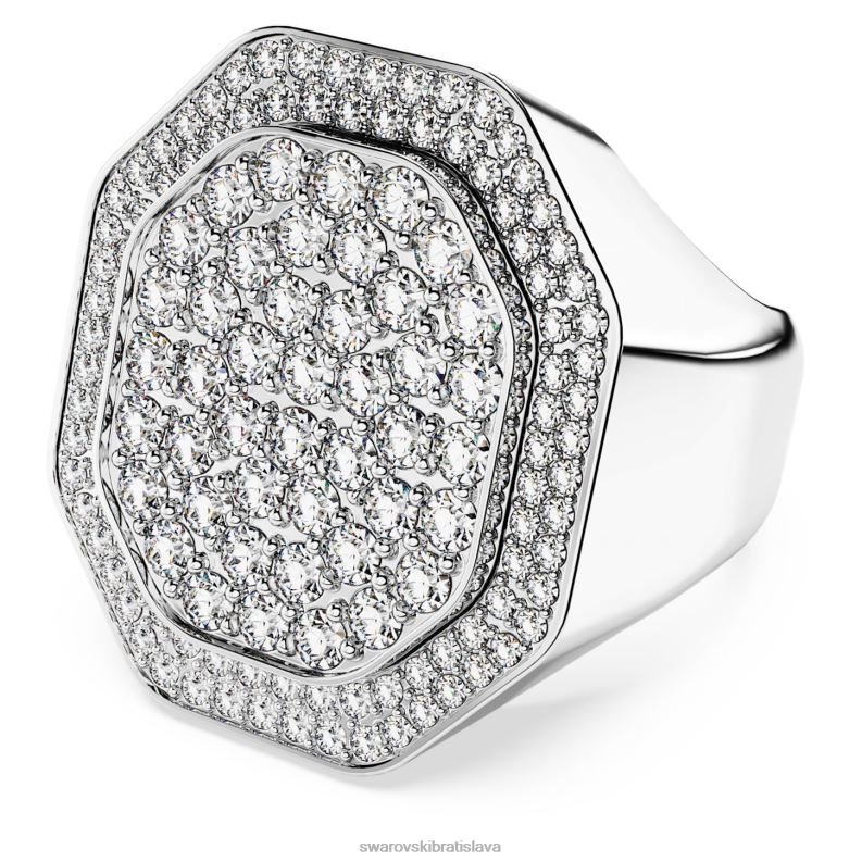koktailový prsteň dextera tvar osemuholníka, biela, rhodiovaná B8ZNT1027 Swarovski šperky