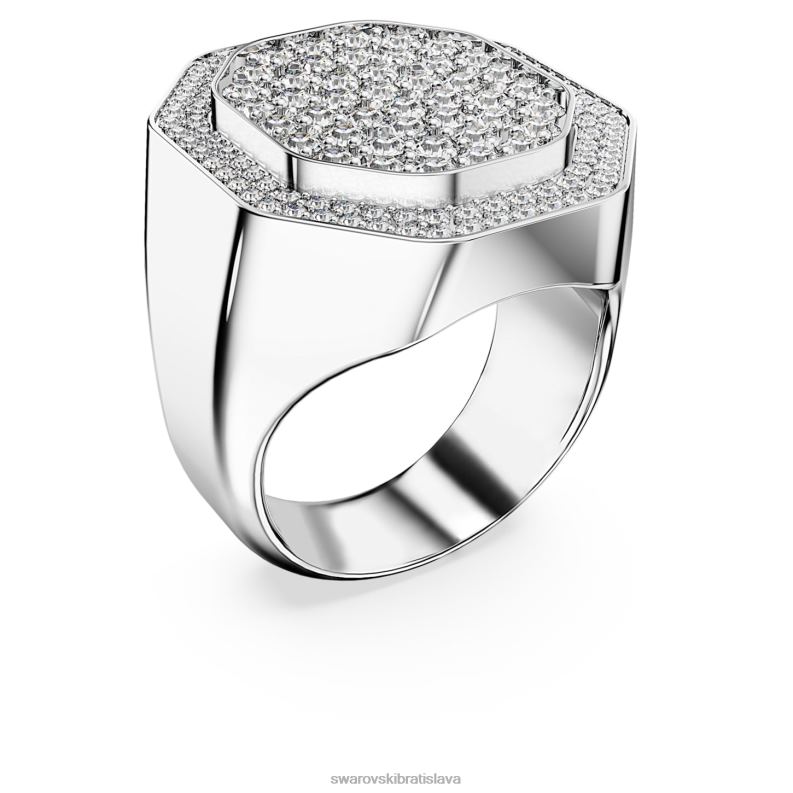 koktailový prsteň dextera tvar osemuholníka, biela, rhodiovaná B8ZNT1027 Swarovski šperky