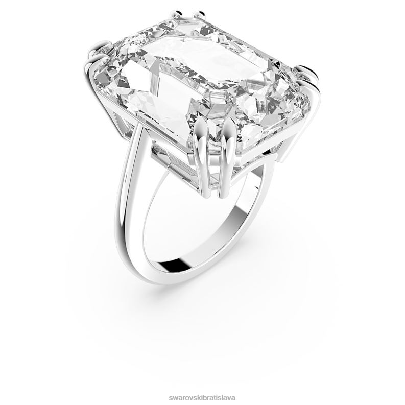 koktailový prsteň mesmera osemhranný výbrus, biely, rhodiovaný B8ZNT1029 Swarovski šperky