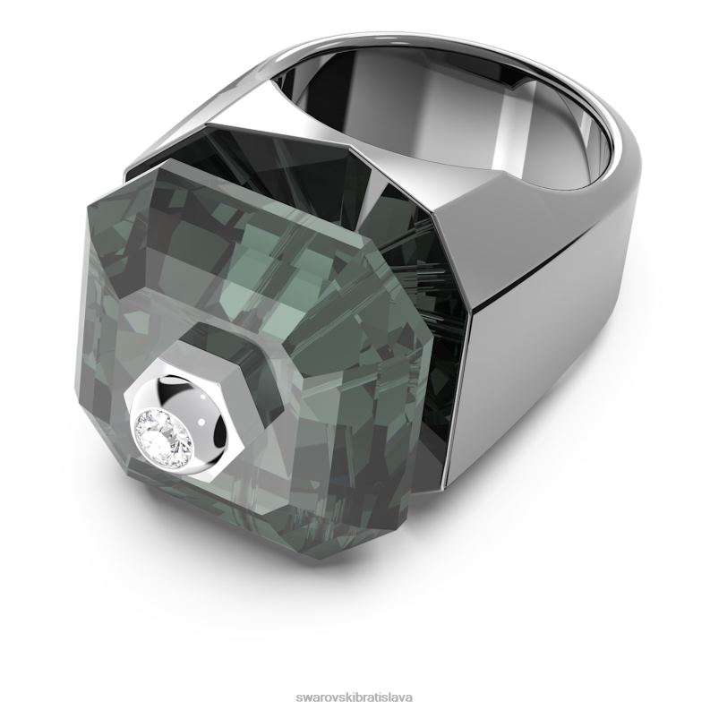 koktailový prsteň numina osemhranný výbrus, čierny, pokovený ruténiom B8ZNT1087 Swarovski šperky