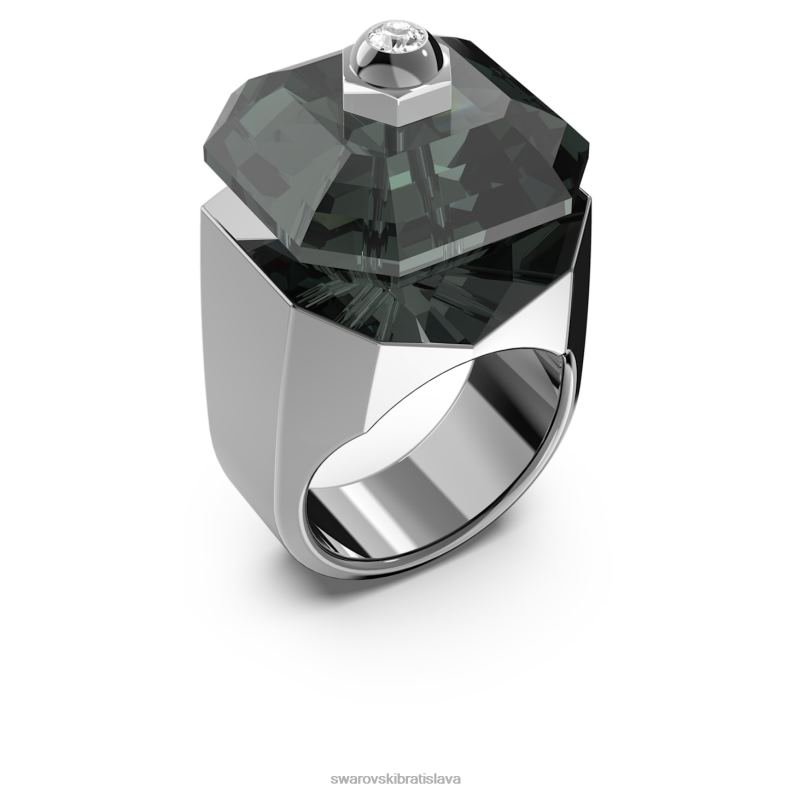 koktailový prsteň numina osemhranný výbrus, čierny, pokovený ruténiom B8ZNT1087 Swarovski šperky