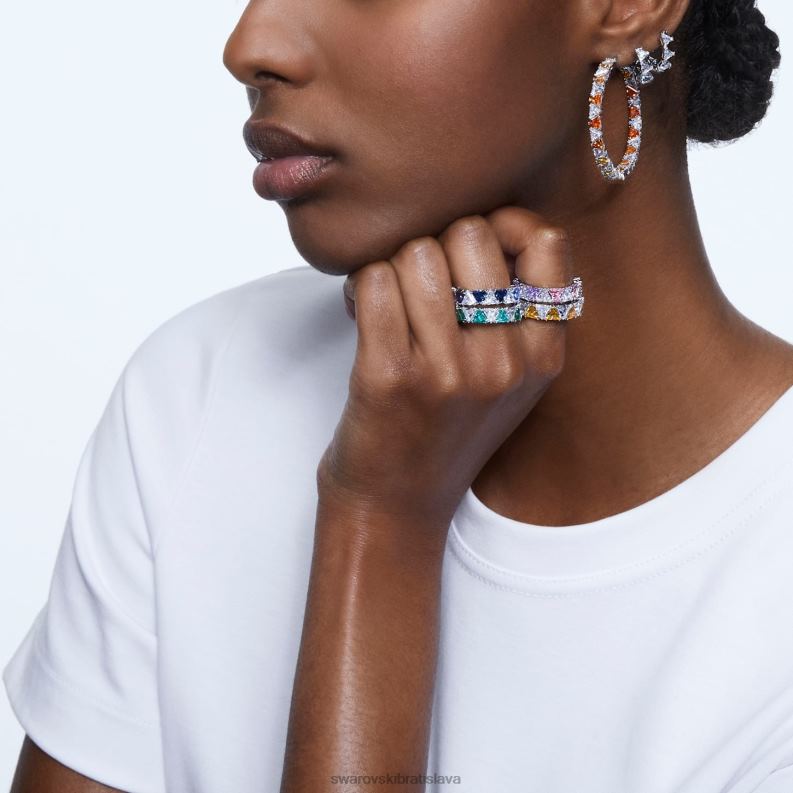 koktailový prsteň ortyx trojuholníkový strih, fialová, rhodiovaná B8ZNT1058 Swarovski šperky