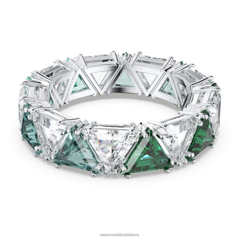 koktailový prsteň ortyx trojuholníkový výbrus, zelený, rhodiovaný B8ZNT1044 Swarovski šperky