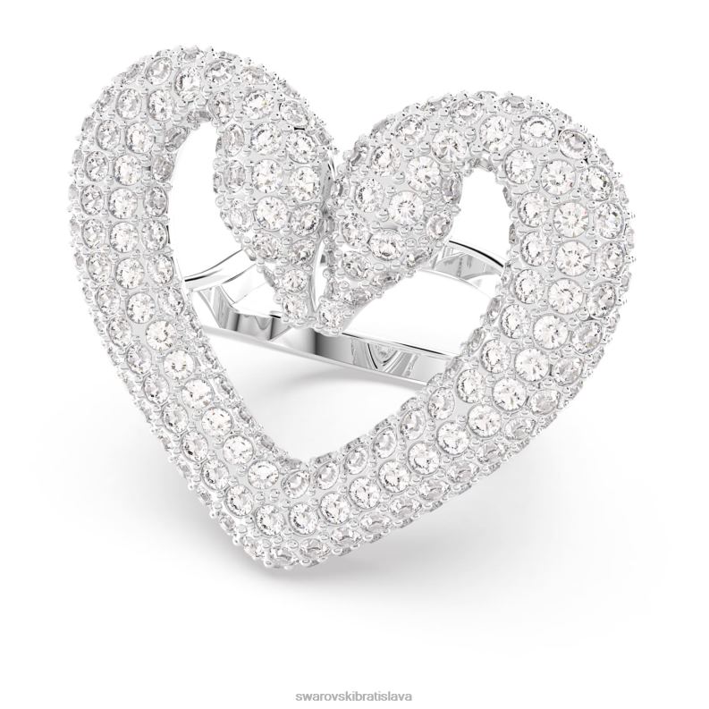 koktailový prsteň srdce, biele, rhodiované B8ZNT1069 Swarovski šperky