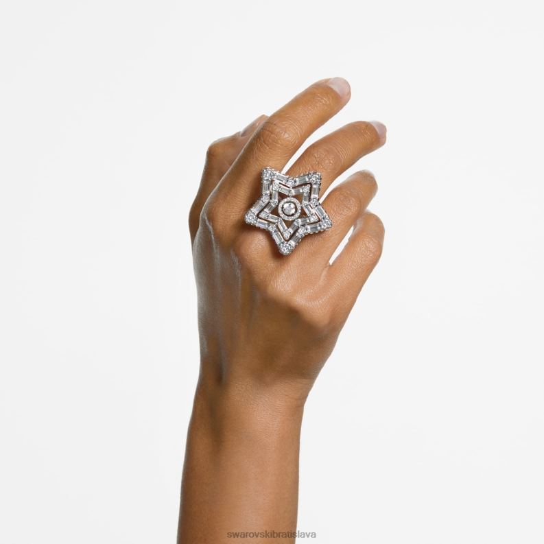 koktailový prsteň stella zmiešané rezy, hviezdicové, biele, rhodiované B8ZNT1066 Swarovski šperky