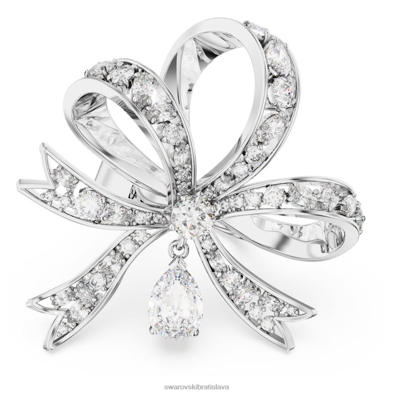 koktailový prsteň volta mašlička, biela, rhodiovaná B8ZNT1067 Swarovski šperky