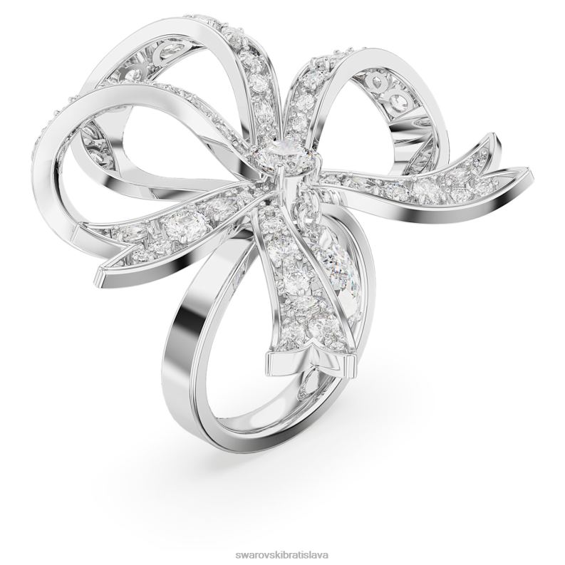 koktailový prsteň volta mašlička, biela, rhodiovaná B8ZNT1067 Swarovski šperky