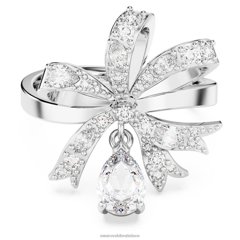 koktailový prsteň volta mašlička, biela, rhodiovaná B8ZNT1071 Swarovski šperky