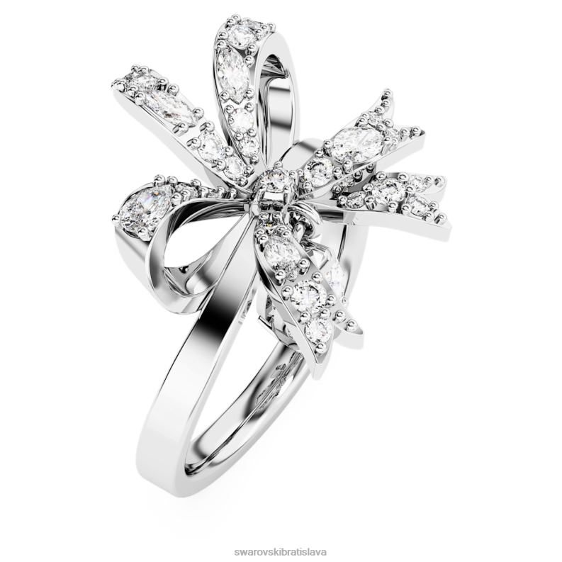 koktailový prsteň volta mašlička, biela, rhodiovaná B8ZNT1071 Swarovski šperky