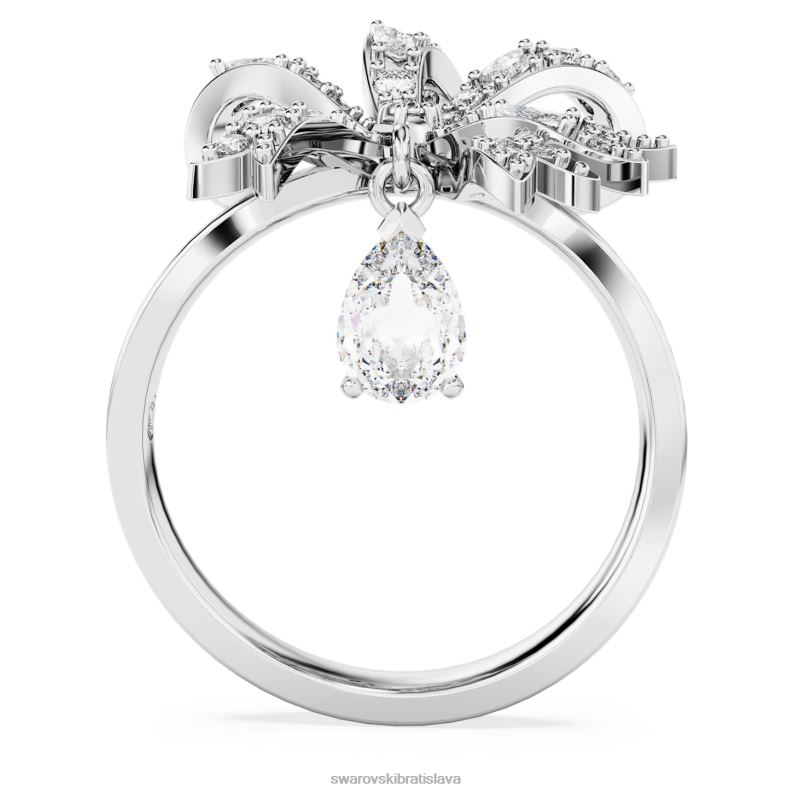 koktailový prsteň volta mašlička, biela, rhodiovaná B8ZNT1071 Swarovski šperky