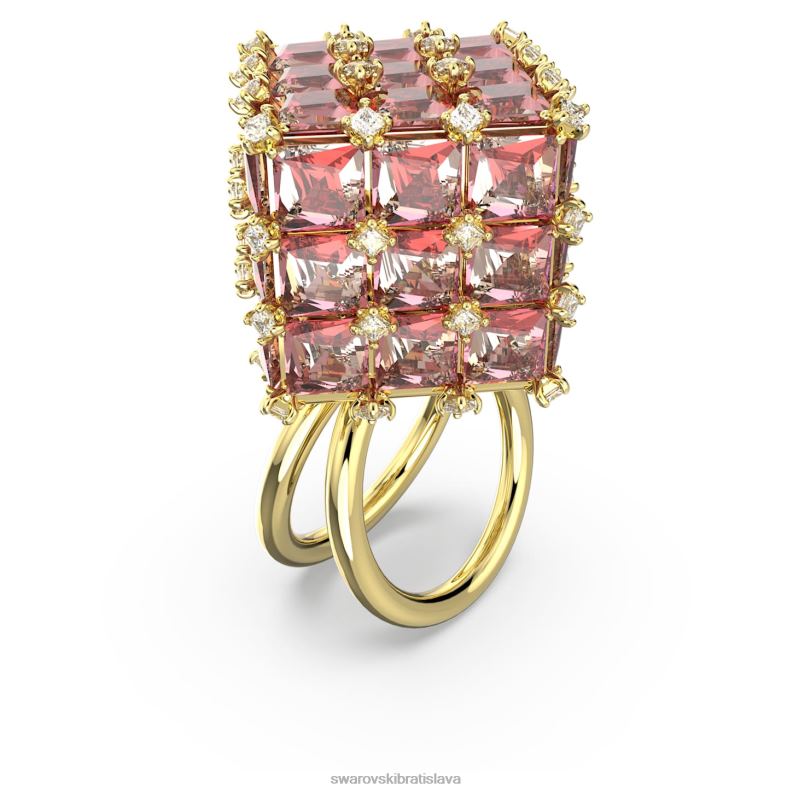 kokteilový prsteň curiosa hranatý rez, oranžová, pozlátená B8ZNT1061 Swarovski šperky