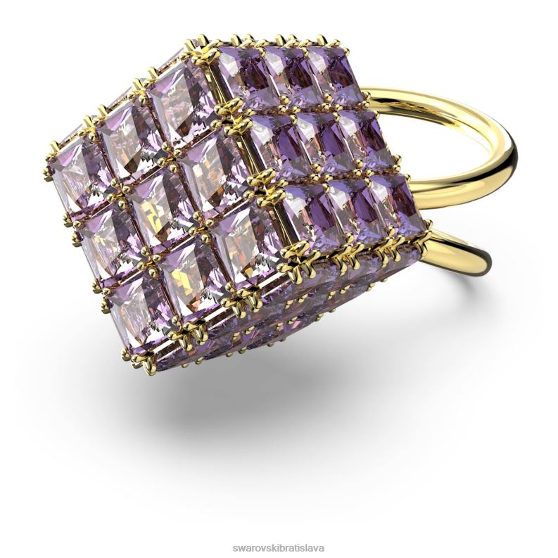 kokteilový prsteň curiosa hranatý strih, fialová, pozlátená B8ZNT1056 Swarovski šperky