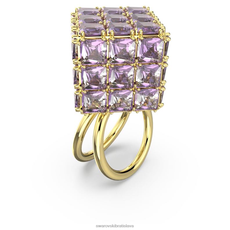 kokteilový prsteň curiosa hranatý strih, fialová, pozlátená B8ZNT1056 Swarovski šperky