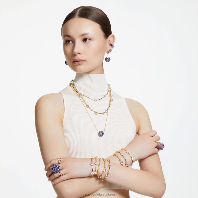 kokteilový prsteň curiosa hranatý strih, fialová, pozlátená B8ZNT1056 Swarovski šperky