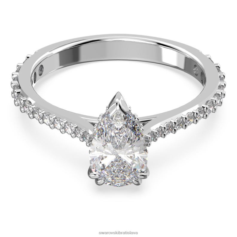 koktejlový prsteň milenia hruška rezaná, dláždená, biela, rhodiovaná B8ZNT981 Swarovski šperky