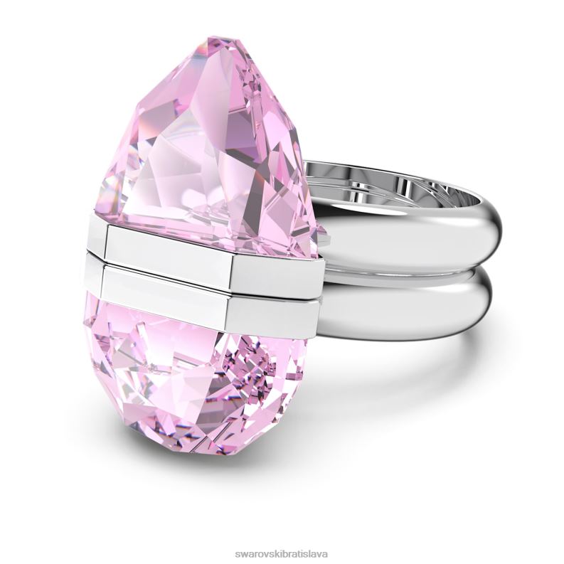 lucentný prsteň magnetické zapínanie, hruškový strih, ružové, rhodiované B8ZNT1077 Swarovski šperky