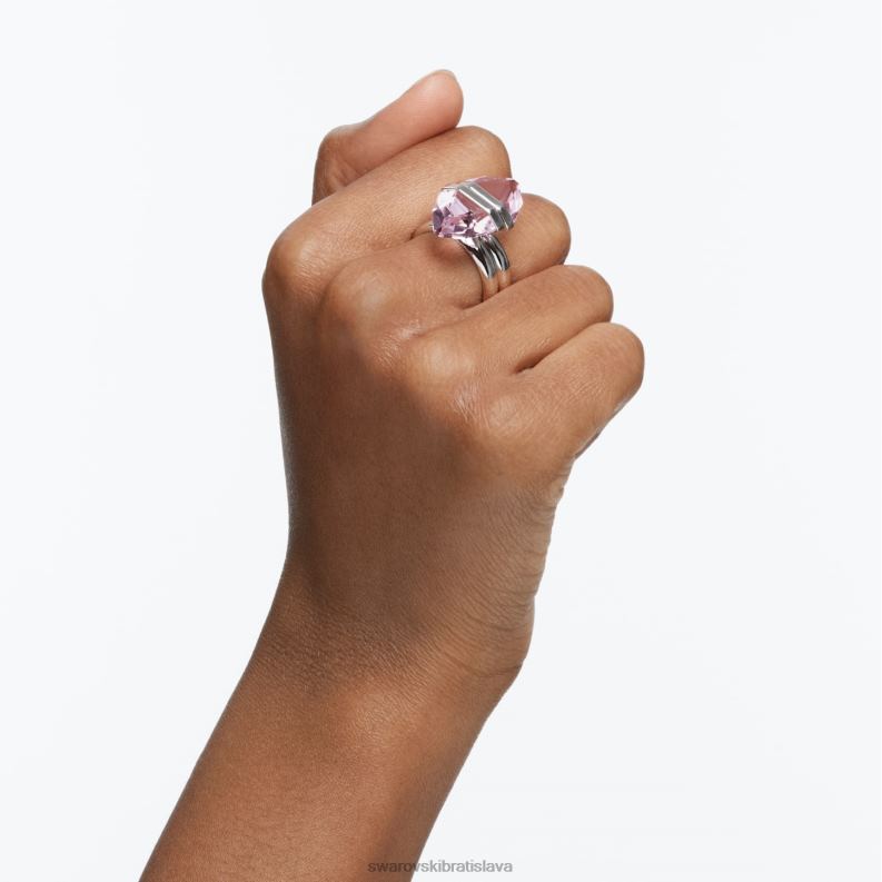 lucentný prsteň magnetické zapínanie, hruškový strih, ružové, rhodiované B8ZNT1077 Swarovski šperky