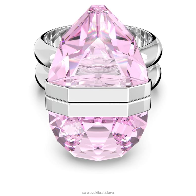 lucentný prsteň magnetické zapínanie, hruškový strih, ružové, rhodiované B8ZNT1077 Swarovski šperky