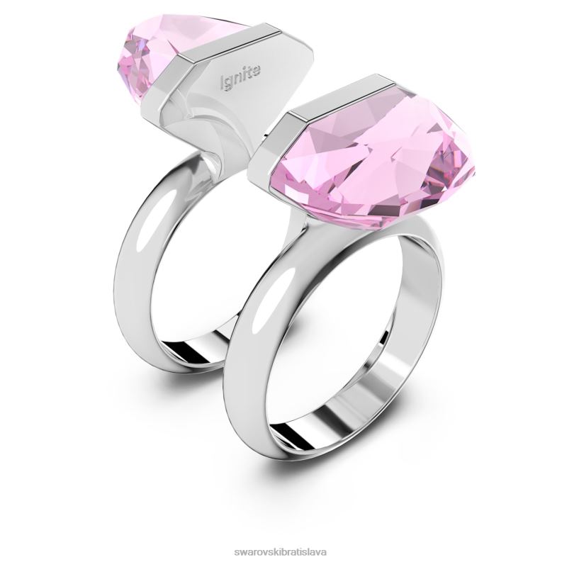 lucentný prsteň magnetické zapínanie, hruškový strih, ružové, rhodiované B8ZNT1077 Swarovski šperky