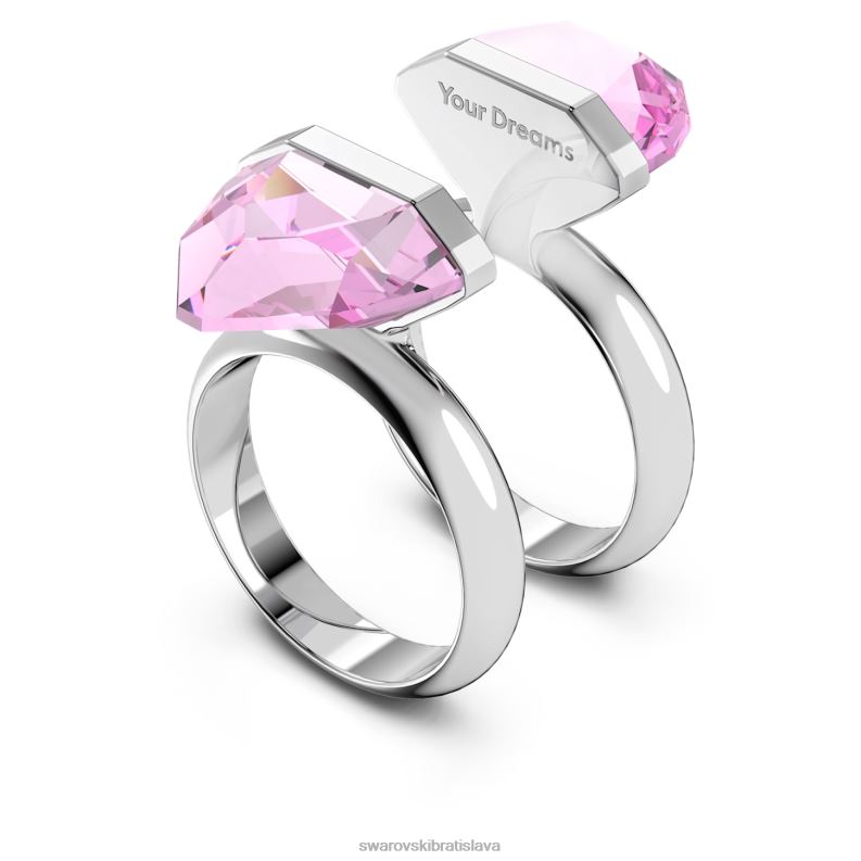 lucentný prsteň magnetické zapínanie, hruškový strih, ružové, rhodiované B8ZNT1077 Swarovski šperky