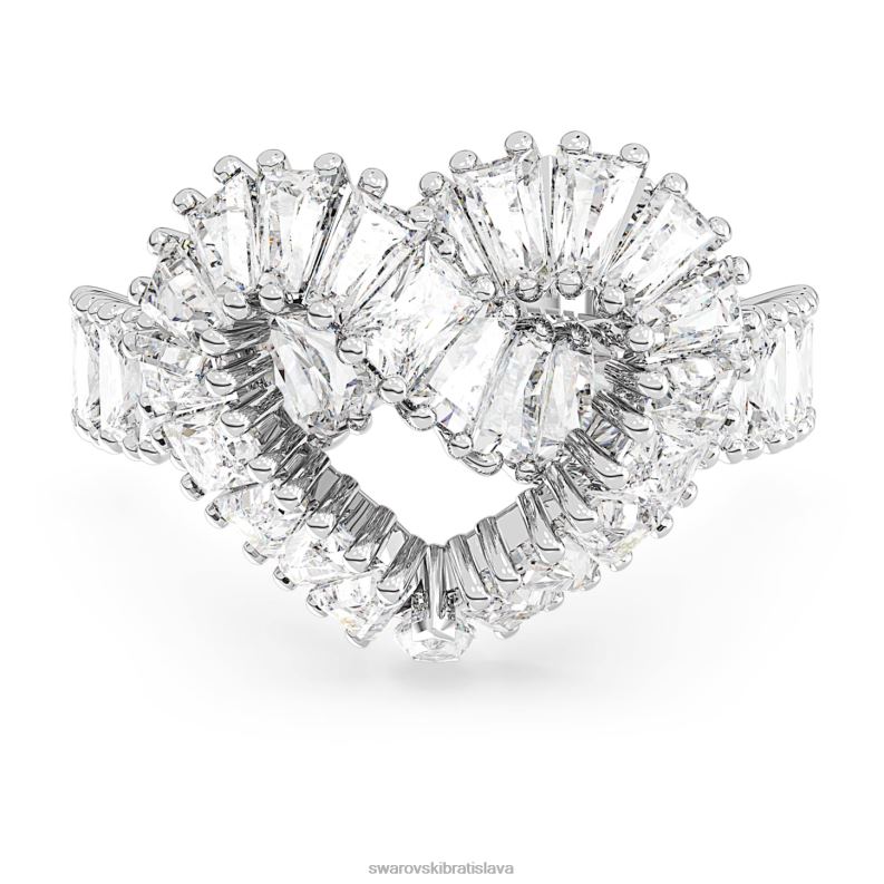 matrix koktejlový prsteň zmiešané rezy, srdce, biele, rhodiované B8ZNT1095 Swarovski šperky