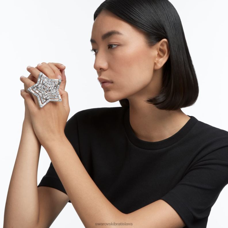 stellový prsteň zmiešané rezy, hviezdicové, biele, rhodiované B8ZNT1068 Swarovski šperky