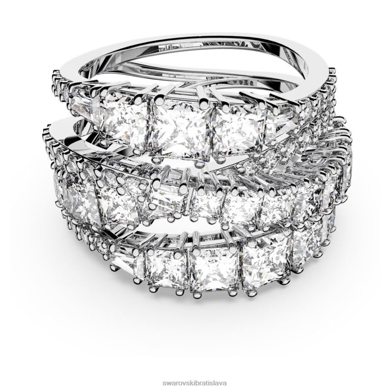 twist wrap ring zmiešané rezy, biele, rhodiované B8ZNT1030 Swarovski šperky