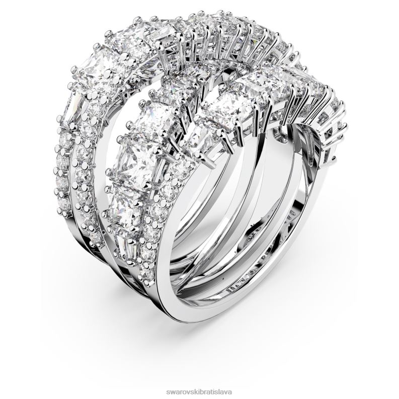 twist wrap ring zmiešané rezy, biele, rhodiované B8ZNT1030 Swarovski šperky