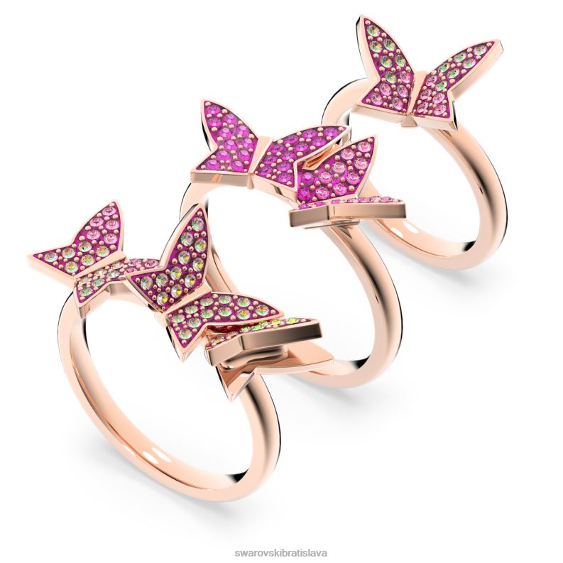 líliový prsteň motýľ, ružové, pozlátené ružovým zlatom B8ZNT1091 Swarovski šperky