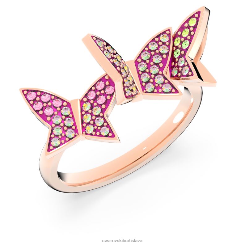 líliový prsteň motýľ, ružové, pozlátené ružovým zlatom B8ZNT1091 Swarovski šperky