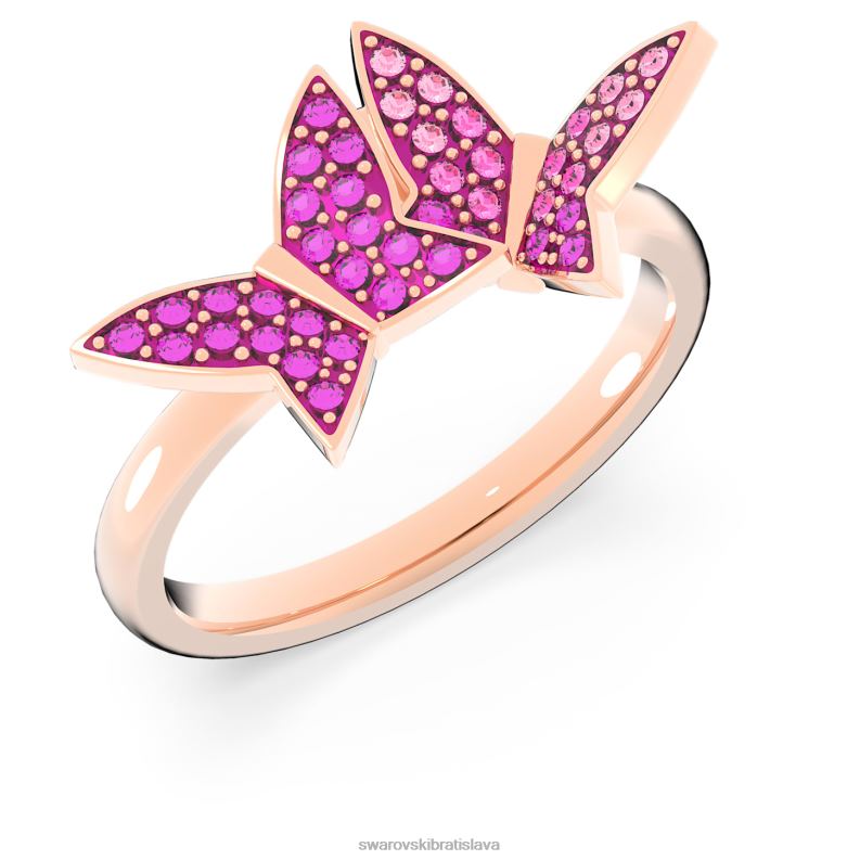 líliový prsteň motýľ, ružové, pozlátené ružovým zlatom B8ZNT1091 Swarovski šperky