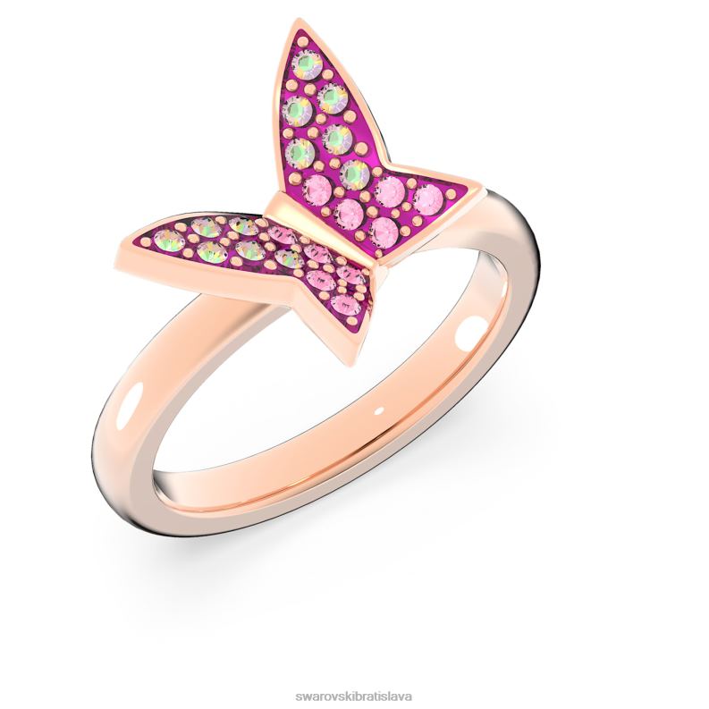 líliový prsteň motýľ, ružové, pozlátené ružovým zlatom B8ZNT1091 Swarovski šperky