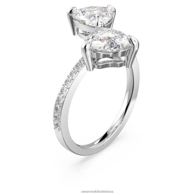 prilákať dušu otvorený prsteň srdce, biele, rhodiované B8ZNT1092 Swarovski šperky