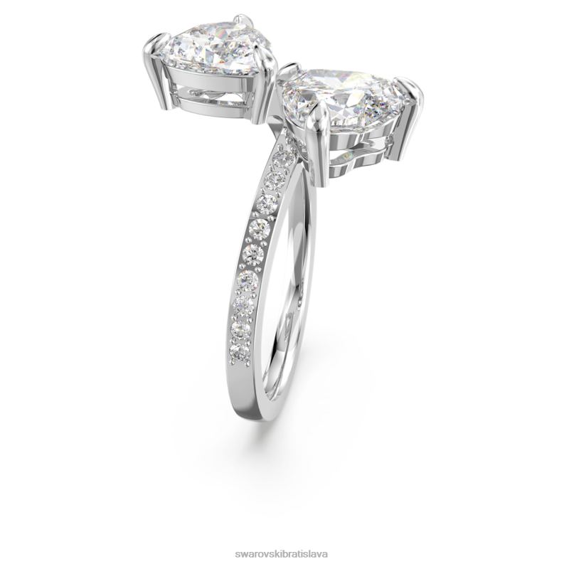 prilákať dušu otvorený prsteň srdce, biele, rhodiované B8ZNT1092 Swarovski šperky