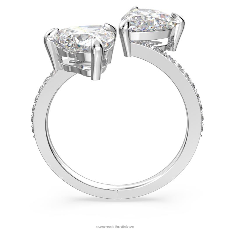 prilákať dušu otvorený prsteň srdce, biele, rhodiované B8ZNT1092 Swarovski šperky