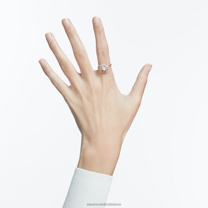 slnečný prsteň zmiešané strihy, slnko, biele, pozlátené ružovým zlatom B8ZNT1082 Swarovski šperky
