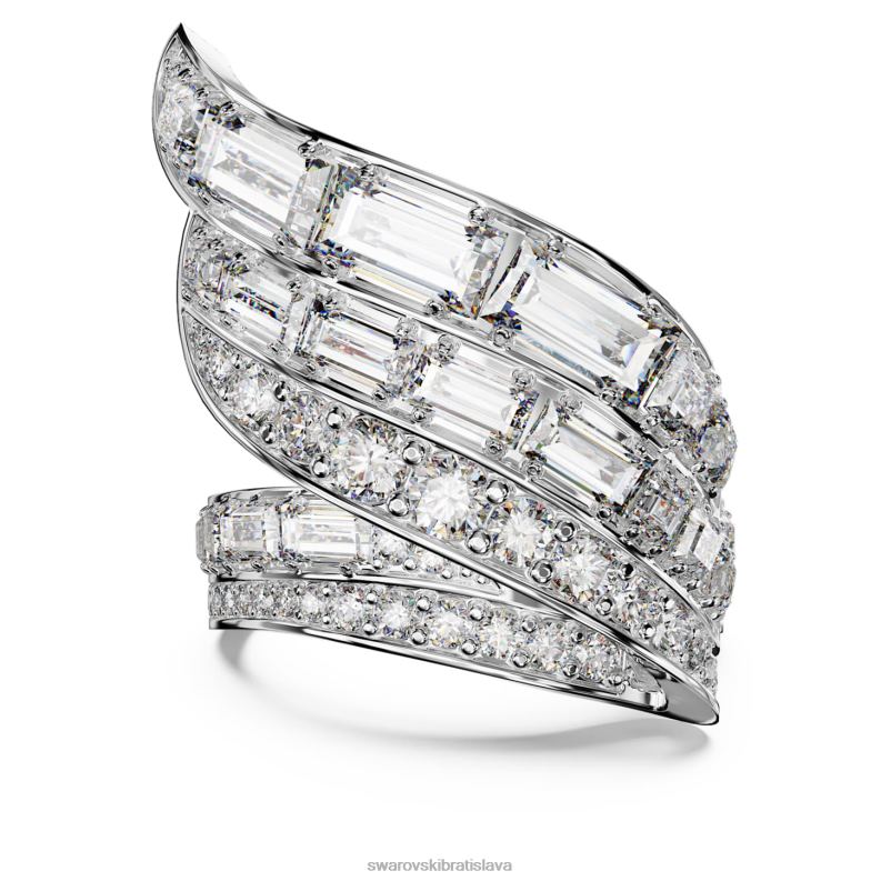 hyperbola koktailový prsteň uhlíkovo neutrálny oxid zirkoničitý, zmiešané rezy, biely, rhodiovaný B8ZNT996 Swarovski šperky