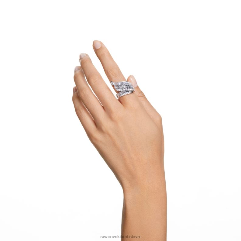 hyperbola koktailový prsteň uhlíkovo neutrálny oxid zirkoničitý, zmiešané rezy, biely, rhodiovaný B8ZNT996 Swarovski šperky
