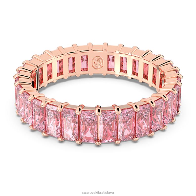 matricový krúžok bagetový rez, ružový, pozlátený ružovým zlatom B8ZNT1000 Swarovski šperky