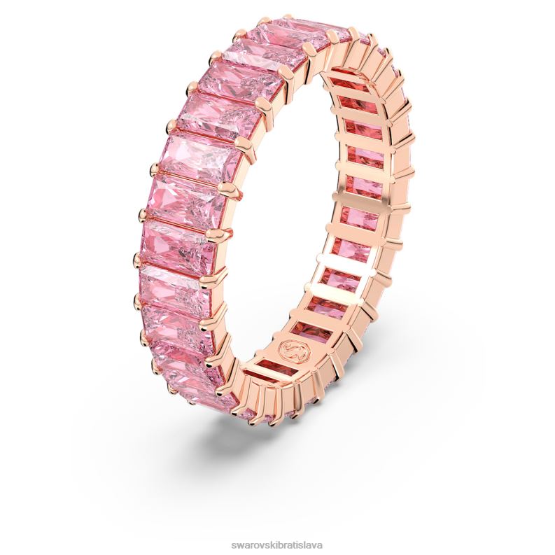 matricový krúžok bagetový rez, ružový, pozlátený ružovým zlatom B8ZNT1000 Swarovski šperky