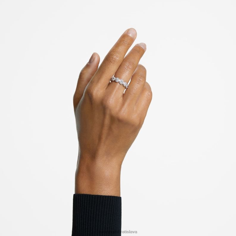 prstenec súhvezdia kruhový rez, dlažba, biela, rhodiovaná B8ZNT1009 Swarovski šperky
