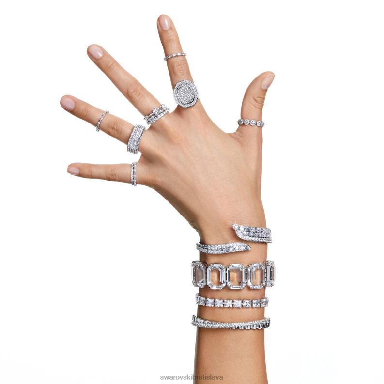 prstenec súhvezdia kruhový rez, dlažba, biela, rhodiovaná B8ZNT1009 Swarovski šperky