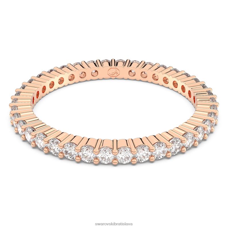 vittore prsteň okrúhly výbrus, biely, pozlátený ružovým zlatom B8ZNT1013 Swarovski šperky