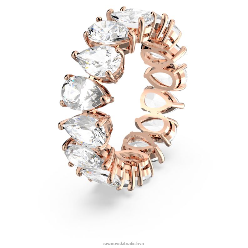 vittore prsteň padací výbrus, biely, pozlátený ružovým zlatom B8ZNT1007 Swarovski šperky