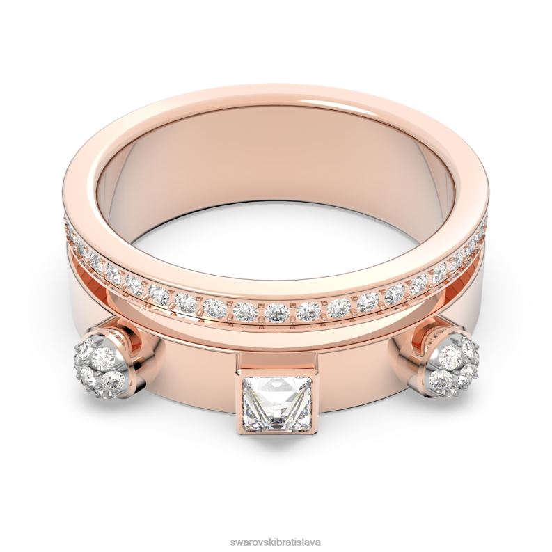 vzrušujúci prsteň zmiešané strihy, biele, pozlátené ružovým zlatom B8ZNT1020 Swarovski šperky