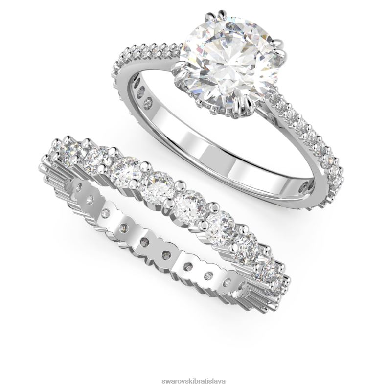 prstenec súhvezdia princess cut, biela, rhodiovaná B8ZNT384 Swarovski šperky