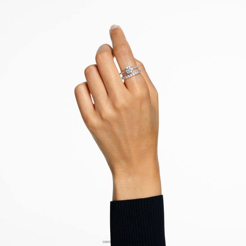 prstenec súhvezdia princess cut, biela, rhodiovaná B8ZNT384 Swarovski šperky