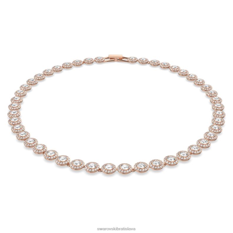 anjelsky náhrdelník okrúhly výbrus, biely, pozlátený ružovým zlatom B8ZNT10 Swarovski šperky