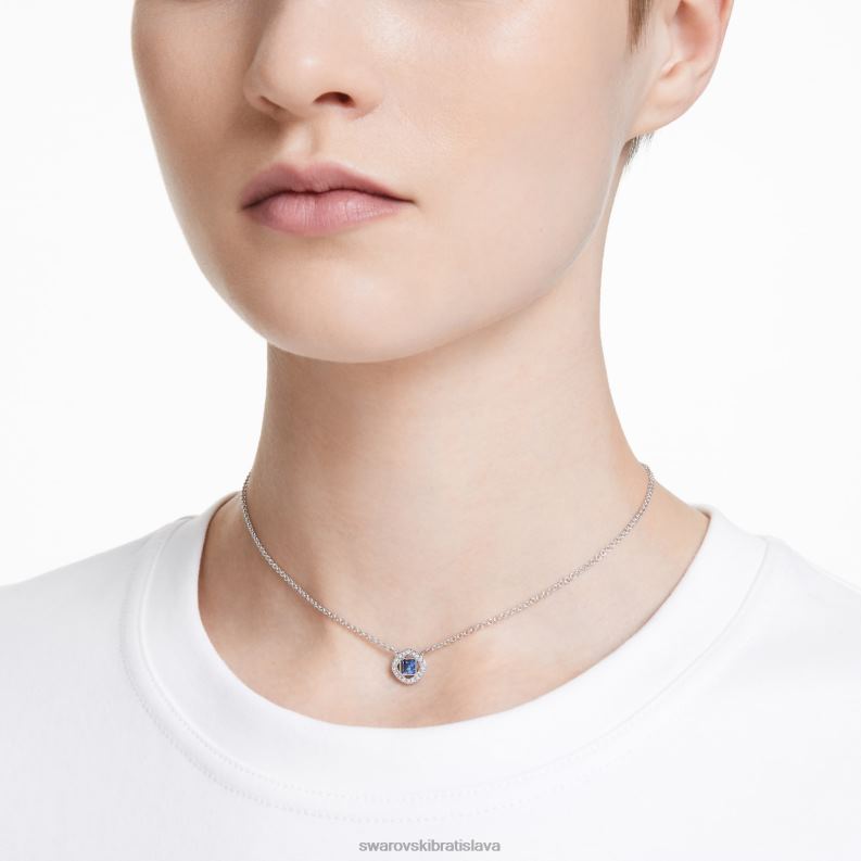 anjelsky náhrdelník štvorcový rez, modrá, rhodiovaná B8ZNT28 Swarovski šperky